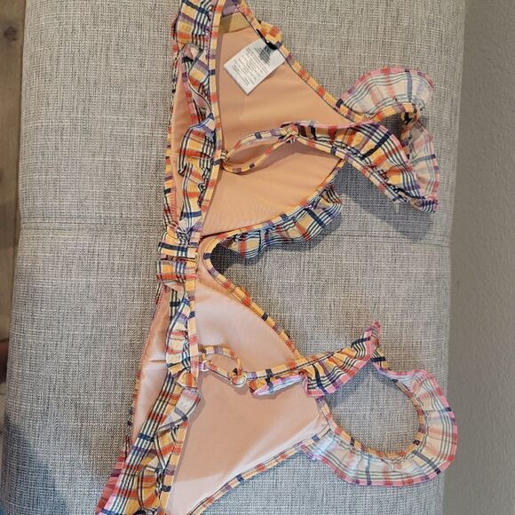 NWT J.Crew Plaid Ruffle Bikini Top - Picture 9 of 10